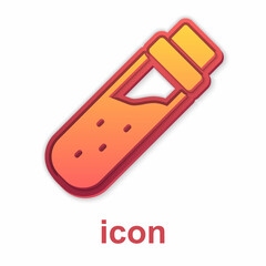 Gold Bottle with potion icon isolated on white background. Flask with magic potion. Happy Halloween party. Vector