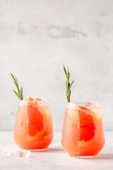 Cold lemonade/cocktail of fresh grapefruit juice.