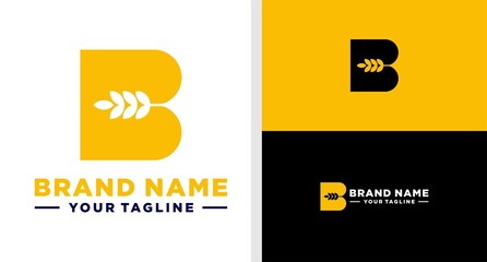 LETTER B LOGO WEATH NEGATIVE SPACE EDITABLE © famstudio