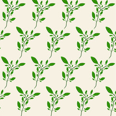 Fototapeta na wymiar hand drawn water color green leaves branch pattern botanical plant floral background vector illustration