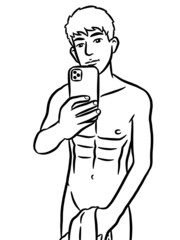 black and white of cute man cartoon for coloring