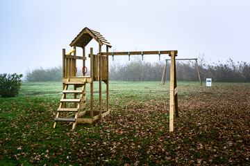 Fototapeta na wymiar Children's playground in the park of France