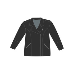 Naklejka premium Black leather jacket. Doodle style. Casual clothes. Isolated vector illustration 