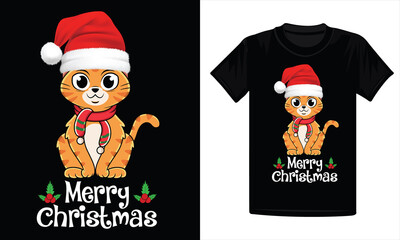 Christmas, Cat Lover, Christmas Cat, Merry  Christmas T-Shirt Design