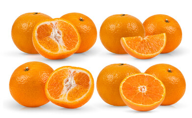 Tangerine or clementine on white background
