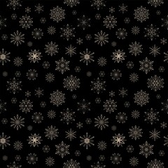 Naklejka na ściany i meble Seamless Christmas pattern snowflakes. .Black background . Seamless backgrounds design. Vector illustration.Merry Christmas Corporate Holiday cards