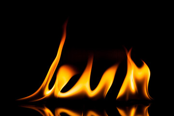 Flame fire  movement on a black background.