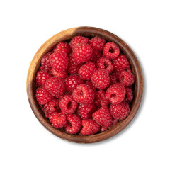 Raspberries in a bowl isolated over white background