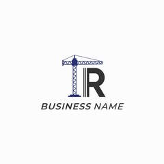 design logo creative letter R and crane construction