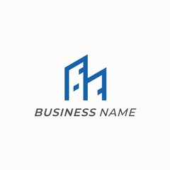 design logo creative hotel building and letter M