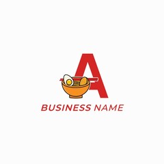 design logo creative noodle and letter A