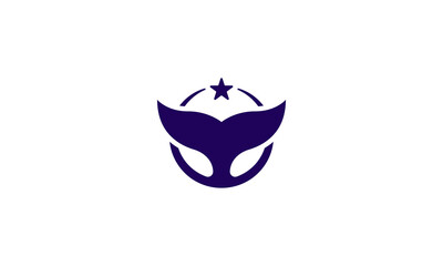Whale Star logo design . whale tail or fin with star on it. vector illustration