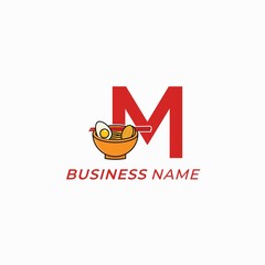 design logo creative letter M and noodles