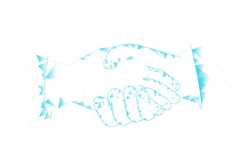 Handshake isolated on background. For web site, poster, placard and greeting card. Useful for contract agreement and presentation material. Creative art concept, vector illustration