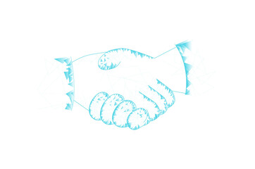 Handshake isolated on background. For web site, poster, placard and greeting card. Useful for contract agreement and presentation material. Creative art concept, vector illustration