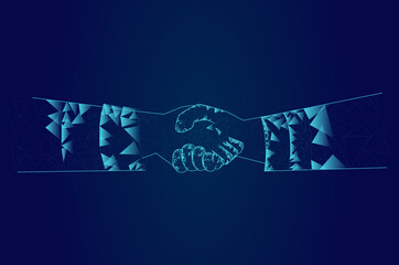 Handshake isolated on background. For web site, poster, placard and greeting card. Useful for contract agreement and presentation material. Creative art concept, vector illustration