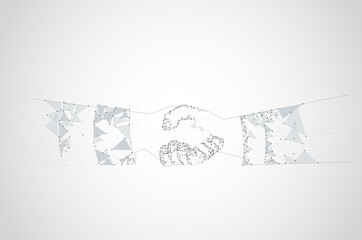 Handshake isolated on background. For web site, poster, placard and greeting card. Useful for contract agreement and presentation material. Creative art concept, vector illustration