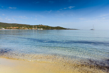 Beach and coastline of Porto Ottiolu in Sardinia