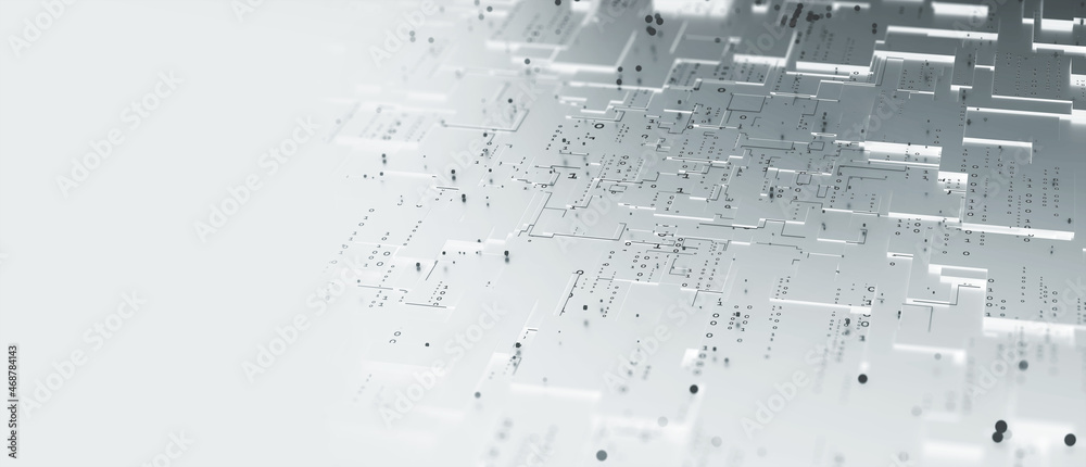 Poster blockchain technology, futuristic microcircuit. motherboard, neural network and cyber technology. bi