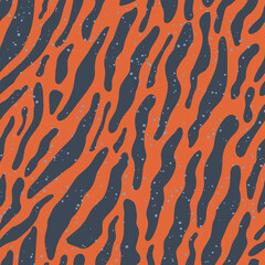 Pink seamless pattern with tiger stripes. Animal print. Abstract wild pattern with texture. Vector hand drawn illustration.