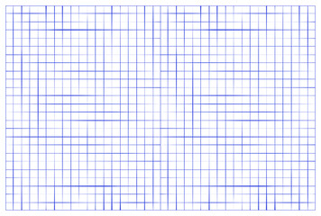 Grid paper.  Squared on white isolated background with blue graph. Abstract geometric pattern.