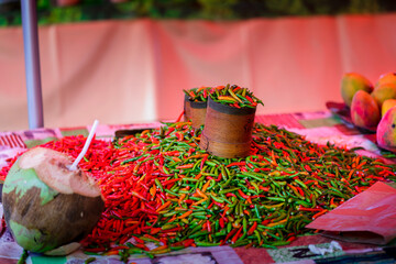 Red and green spice, Saint Paul market place, Reunion Island