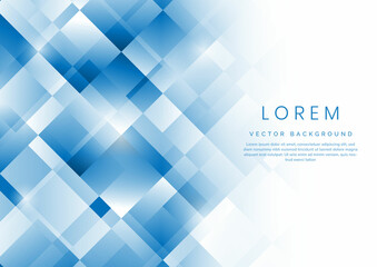 Obraz premium Abstract template background white and bright blue squares overlapping and texture.