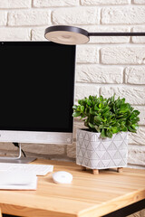 Work space with computer at home