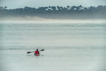 Fototapeta na wymiar Kayak activities in sea around Oleron Island near La Rochelle France on Atlantic coast