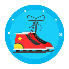 Skating Shoes Concept, Winter foot wear Vector Color Icon Design, Merry Christmas Symbol on white background, New Year Celebration Sign,