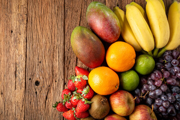 Assortment of fresh fruits on the table.