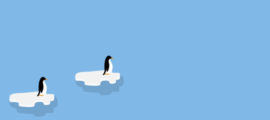 background image of the ocean and the ice on which the penguin swims, vector illustration © АНДРЕЙ Морозюк