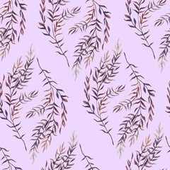 Watercolor delicate seamless pattern with leaves. High quality illustration