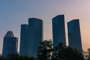 Obraz premium SINGAPORE, 3 OCTOBER 2019: Skyline of the modern district