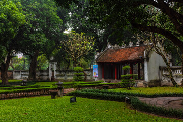 Fototapeta na wymiar HANOI, VIETNAM, 4 JANUARY 2020: The Temple of Literature in Hanoi