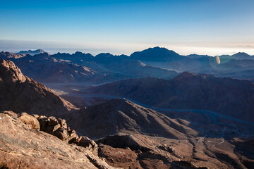 Naklejka na ściany i meble View from Moses Mountain Sinai. Egypt. Panorama