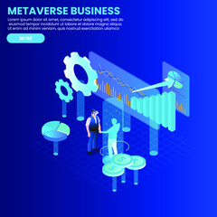 Business deal in metaverse 3d isometric vector illustration concept for banner, website, landing page, ads, flyer template