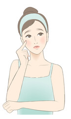 家で悩む女性のイラスト