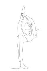 One line continue art skecth drawing woman yoga poses relaxing for healthy lifestyle illustration background vector