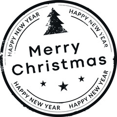 &ldquo;Merry Christmas&rdquo; vector stamp. Element isolated on white background.