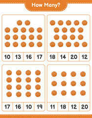 Counting game, how many Cookie. Educational children game, printable worksheet, vector illustration