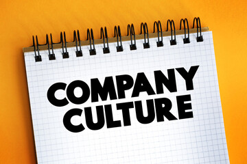 Company Culture text on notepad, concept background.