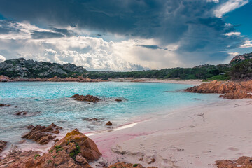 Amazing pink sand beach in Budelli Island, Maddalena Archipelago, Sardinia