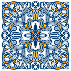 Azulejos Portuguese watercolor - obrazy, fototapety, plakaty