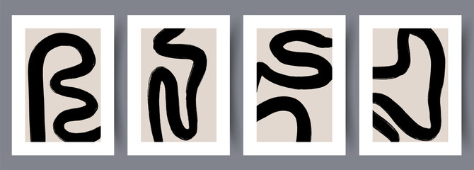 Printable wall art vector poster set. Hand drawn minimalism design for scandinavian interior. © aprint22com