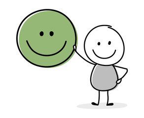 Smiley stickman with emoticon symbol. Vector