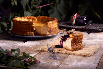 Traditional cheese cake with natural organic sugar cane, aeggs and organic cow cheese