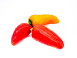 different peppers isolated on white background