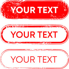 Set of horizontal sample stamps. Removable sample text. Elements isolated on white background. Editable color.