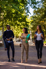 Talkig and walking while having a break